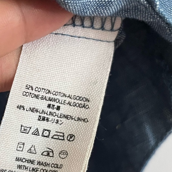 Free People Linen cotton Blend Off shoulder Chambray Top - Picture 3 of 7